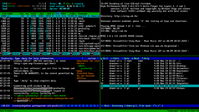 tmux running on Raspberry Pi