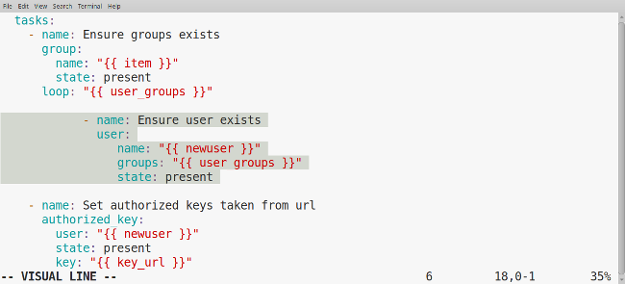 Highlighting task to decrease indentation in Line mode