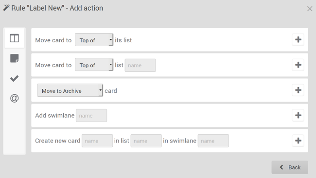 Wekan rule actions