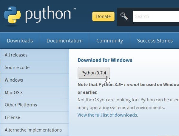 installing python 3.8