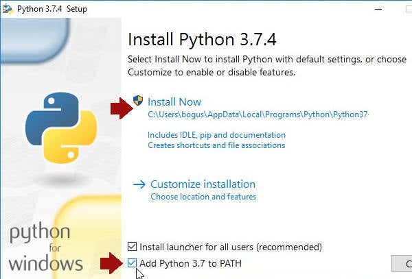 Windows may require your approval to install python