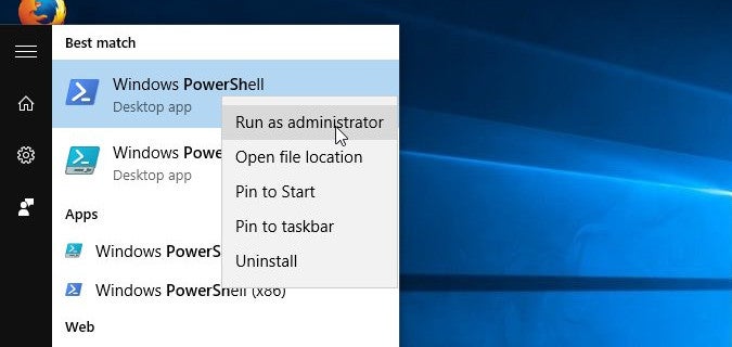 Run Powershell as admin