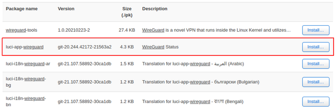 luci-app-wireguard package