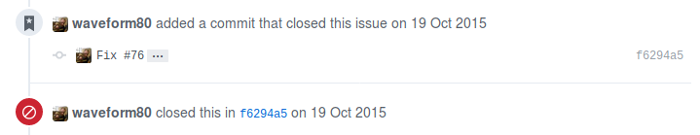 A commit to close an issue